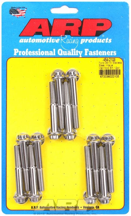 ARP fits 351 Windsor (Uses 3/8" Socket) Intake Manifold Bolt Kit, 12-Point Head S/S AR454-2103 Autofit