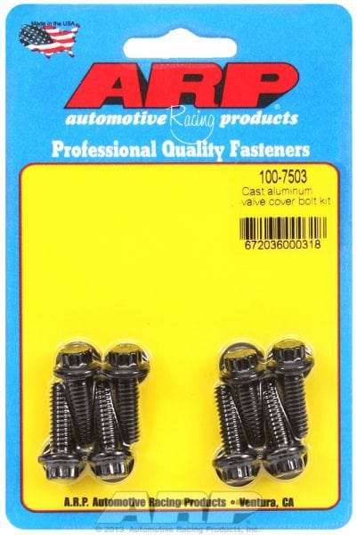ARP fits Aluminium Covers 1/4-20 Thread x .812" UHL (8-Pack) Valve Cover Bolt Kit, 12-Point Head Black Oxide AR100-7503 Autofit