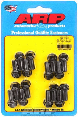 ARP fits BB Chev 3/8" Thread X .750" UHL (16 Pack) Exhaust Header Bolt Kit, Hex Head Black Oxide AR100-1102 Autofit