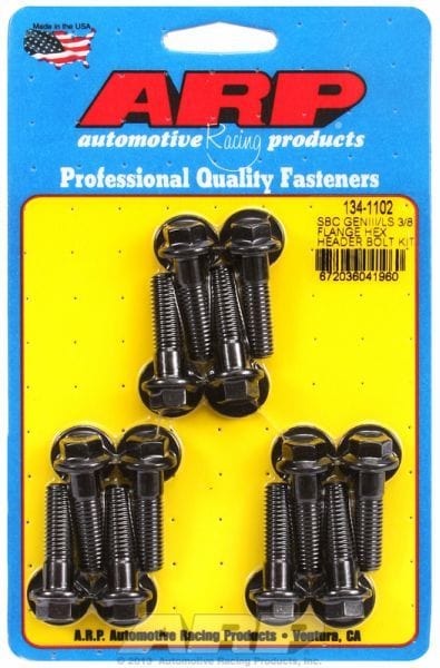 ARP fits GM LS Series M8 X 1.181" UHL (12 Pack) 3/8" Wide Header Flange Exhaust Header Bolt Kit, Hex Head Black Oxide AR134-1102 Autofit