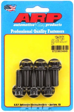 ARP fits GM LS Series, Mount Bracket To Block (6-Pack) Motor Mount Bolt Kit, 12-Point Black Oxide AR134-3101 Autofit