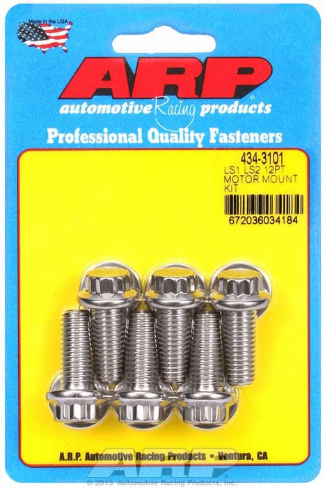 ARP fits GM LS Series, Mounts Bracket To Block (6-Pack) Motor Mount Bolt Kit, 12-Point Head S/S AR434-3101 Autofit