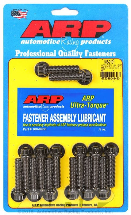 ARP fits Holden V8 253-308 (Early) Intake Manifold Bolt Kit, 12-Point Black Oxide AR105-2101 Autofit