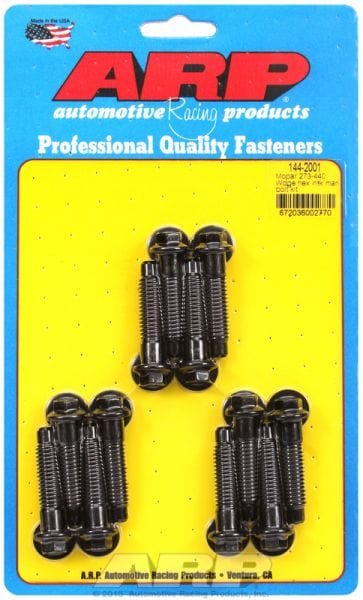 ARP fits SB/BB Chrysler 318-440 Wedge Uses 3/8" Socket Intake Manifold Bolt Kit, Hex Head Black Oxide AR144-2001 Autofit