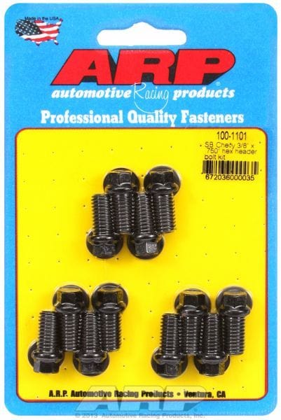 ARP fits SB Chev 3/8" Thread X .750" UHL (12 Pack) Exhaust Header Bolt Kit, Hex Head Black Oxide AR100-1101 Autofit