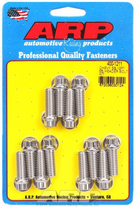 ARP fits SB Chev 3/8" X 1.000" UHL (12 Pack) Exhaust Header Bolt Kit, 12-Point S/S AR400-1211 Autofit