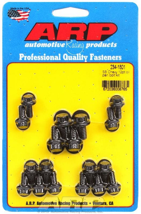 ARP fits SB Chev (With Standard 2-Piece Pan Gasket) Oil Pan Bolt Kit, 12-Point Black Oxide AR234-1801 Autofit