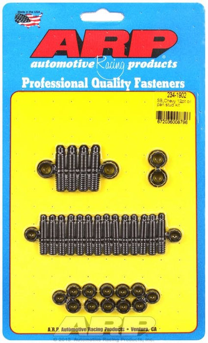 ARP fits SB Chev (With Standard 2-Piece Pan Gasket) Oil Pan Stud Kit, 12-Point Nut Black Oxide AR234-1902 Autofit