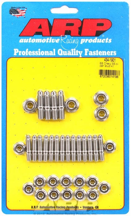 ARP fits SB Chev (With Standard 2-Piece Pan Gasket) Oil Pan Stud Kit, Hex Nut S/S AR434-1901 Autofit