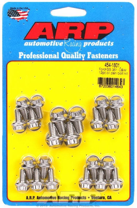 ARP fits SB Ford 283-302-351 Windsor & 302-351 Cleveland Oil Pan Bolt Kit, 12-Point S/S AR454-1801 Autofit