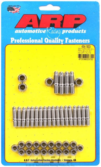 ARP fits SB Ford 283-302-351 Windsor & 302-351 Cleveland Oil Pan Stud Kit, 12-Point Nut S/S AR454-1903 Autofit