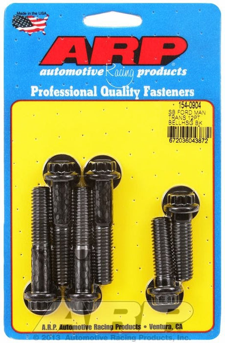 ARP fits SB Ford 289-302-351 Windsor (Manual Transmission) 7/16-14 Thread Bellhousing Bolt Kit, 12-Point Head Black Oxide AR154-0904 Autofit