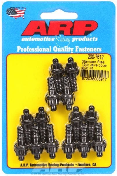 ARP fits Stamped Steel Covers 1/4-20 Thread x 1.170" OAL (14-Pack) Valve Cover Stud Kit, 12-Point Nut Black Oxide AR200-7612 Autofit