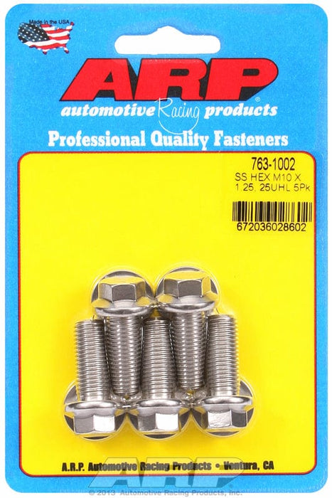 ARP M10 x 1.25 Thread x 25mm UHL With 12mm Socket Head 5-Pack Bolt Kit, Hex Head S/S AR763-1002 Autofit