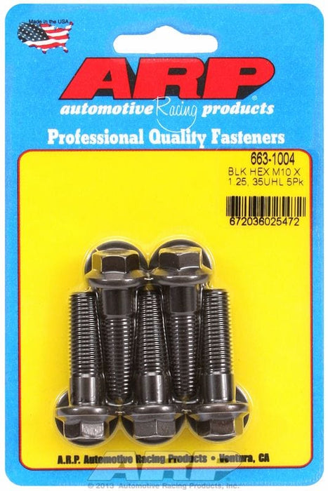 ARP M10 x 1.25 Thread x 35mm UHL With 10mm Socket 5-Pack Bolt Kit, Hex Head Black Oxide AR663-1004 Autofit