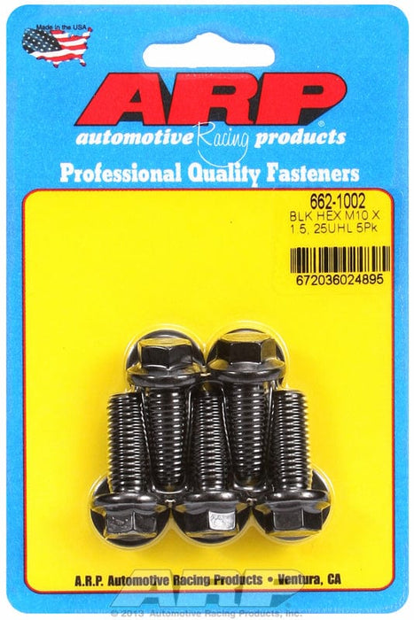ARP M10 x 1.50 Thread x 25mm UHL With 12mm Socket 5-Pack Bolt Kit, Hex Head Black Oxide AR662-1002 Autofit