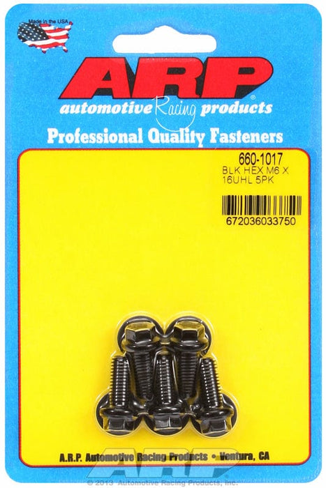 ARP M6 x 1.00 Thread x 16mm UHL With 8mm Socket Head 5-Pack Bolt Kit, Hex Head Black Oxide AR660-1017 Autofit