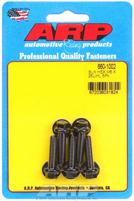 ARP M6 x 1.00 Thread x 25mm UHL With 8mm Socket Head 5-Pack Bolt Kit, Hex Head Black Oxide AR660-1002 Autofit