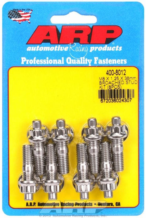 ARP M8 x 1.25 Thread x 1.500" OAL (8-Pack) Accessory Stud Kit, 12-Point Nut S/S AR400-8012 Autofit