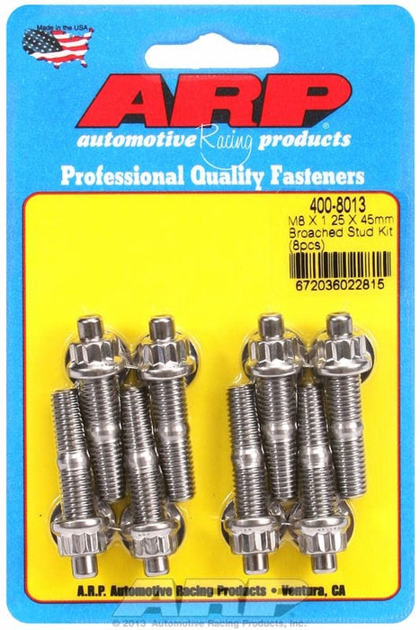 ARP M8 x 1.25 Thread x 1.750" OAL (8-Pack) Accessory Stud Kit, 12-Point Nut S/S AR400-8013 Autofit