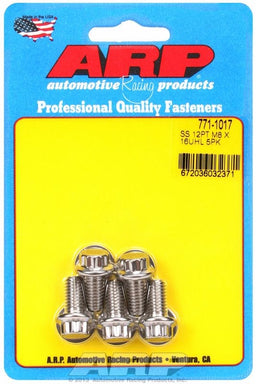 ARP M8 x 1.25 Thread x 16mm UHL With 10mm Socket Head 5-Pack Bolt Kit, 12-Point S/S AR771-1017 Autofit