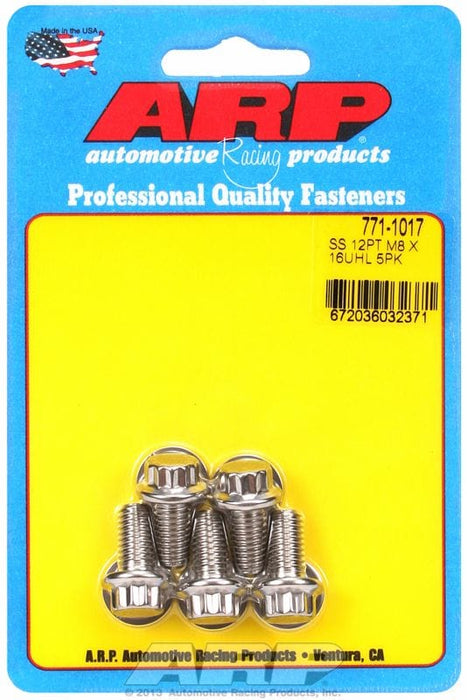 ARP M8 x 1.25 Thread x 16mm UHL With 10mm Socket Head 5-Pack Bolt Kit, 12-Point S/S AR771-1017 Autofit