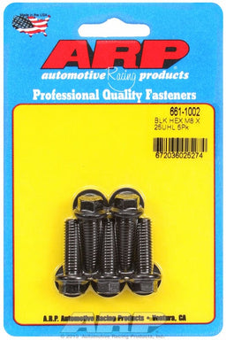 ARP M8 x 1.25 Thread x 25mm UHL With 10mm Socket Head 5-Pack Bolt Kit, Hex Head Black Oxide AR661-1002 Autofit