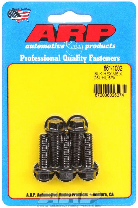 ARP M8 x 1.25 Thread x 25mm UHL With 10mm Socket Head 5-Pack Bolt Kit, Hex Head Black Oxide AR661-1002 Autofit