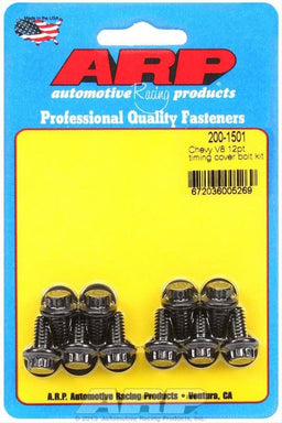 ARP Suit Small Block & Big Block Chevy V8 Timing Cover Bolt Set, Black, 12-Point AR200-1501 Autofit