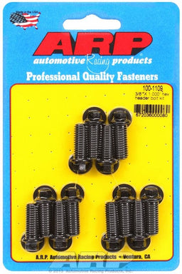 ARP Universal, 3/8" Thread X 1.000" UHL (12 Pack) Exhaust Header Bolt Kit, Hex Head Black Oxide AR100-1109 Autofit