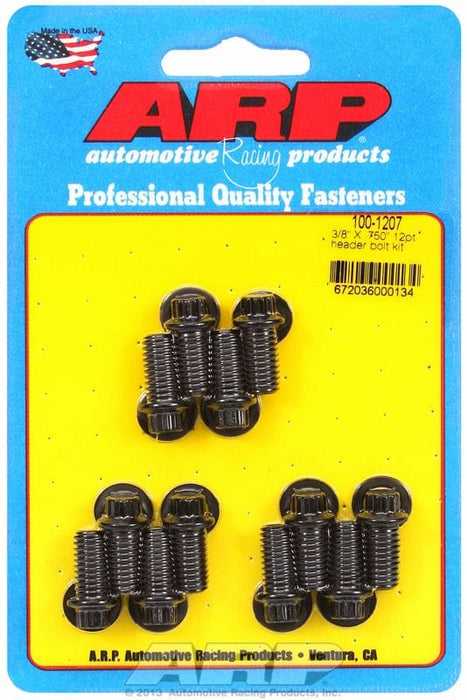 ARP Universal, 3/8" Thread X .750" UHL (12 Pack) Exhaust Header Bolt Kit, 12-Point Black Oxide AR100-1207 Autofit