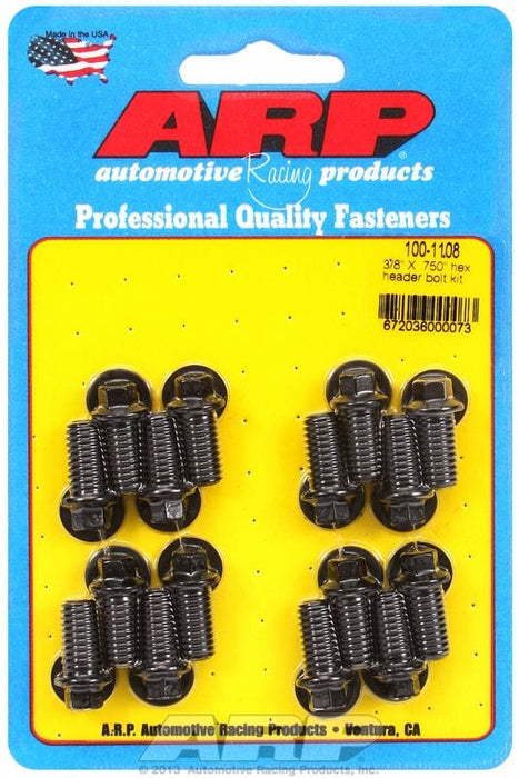 ARP Universal, 3/8" Thread X .750" UHL (16 Pack) Exhaust Header Bolt Kit, Hex Head Black Oxide AR100-1108 Autofit