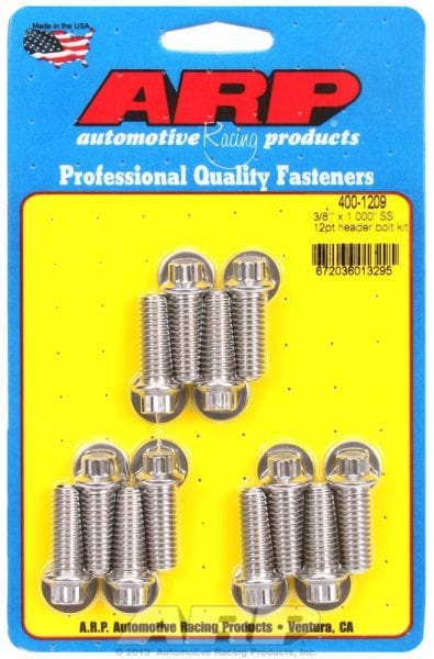 ARP Universal 3/8" X 1.000" UHL (12 Pack) Exhaust Header Bolt Kit, 12-Point S/S AR400-1209 Autofit