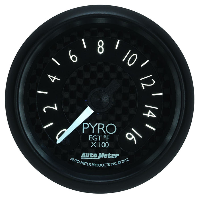 Auto Meter 2-1/16", Black carbon Fiber Dial, Full Sweep Electrical, 0-1600°F GT Series Pyrometer Gauge AU8044 Autofit
