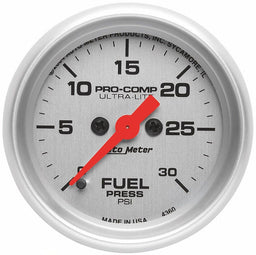 Auto Meter 2-1/16", Full Sweep Electric, 0-30 psi Ultra-Lite Series Fuel Pressure Gauge AU4360 Autofit