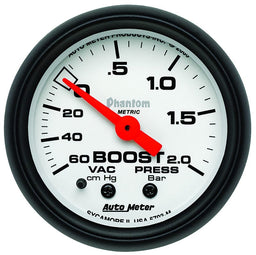 Auto Meter 2-1/16", Full Sweep Mechanical, 60 cm.Hg - 2.0 bar AU5703-M - PHANTOM 2-1/16" BOOST/VAC Autofit