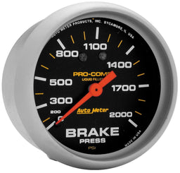 Auto Meter 2-5/8", Liquid Filled Mechanical, 0-2000 psi Pro-Comp Series Brake Pressure Gauge AU5426 Autofit