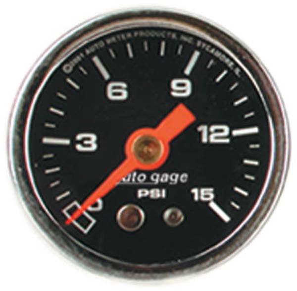 AUTOMETER 1-1/2", Full sweep Mechanical, Black Dial Face, 0-15 psi Auto gage Series Fuel Pressure Gauge AU2172 Autofit