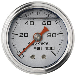 AUTOMETER 1-1/2", Full sweep Mechanical, Silver Dial Face, 0-100 psi Auto gage Series Fuel Pressure Gauge AU2180 Autofit