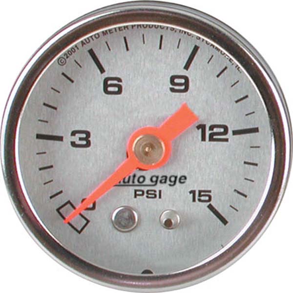 AUTOMETER 1-1/2", Full sweep Mechanical, Silver Dial Face, 0-15 psi Auto gage Series Fuel Pressure Gauge AU2178 Autofit