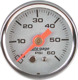AUTOMETER 1-1/2", Full sweep Mechanical, Silver Dial Face, 0-60 psi Auto gage Series Fuel Pressure Gauge AU2179 Autofit