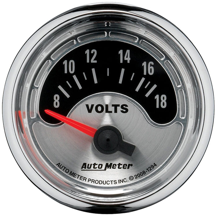 AUTOMETER 2-1/16", 8-18 volts, Short Sweep Electric American Muscle Voltmeter Gauge AU1294 Autofit