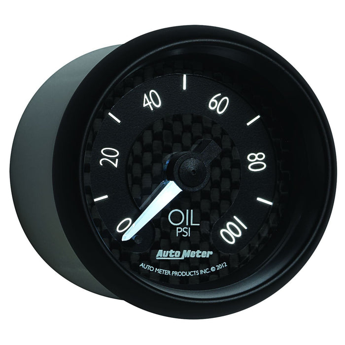 AUTOMETER 2-1/16", Black Carbon Fiber Dial, Full Sweep Electrical, 0-100 psi GT Series Oil Pressure Gauge AU8053 Autofit