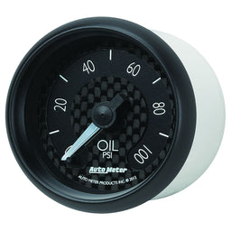 AUTOMETER 2-1/16", Black Carbon Fiber Dial, Full Sweep Electrical, 0-100 psi GT Series Oil Pressure Gauge AU8053 Autofit