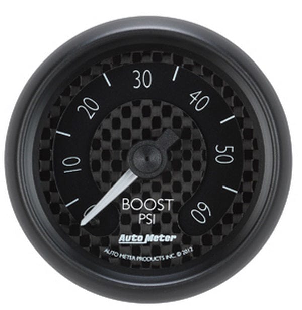 AUTOMETER 2-1/16", Black Carbon Fiber Dial, Full Sweep Mechanical, 0-60 psi GT Series Boost Gauge AU8005 Autofit