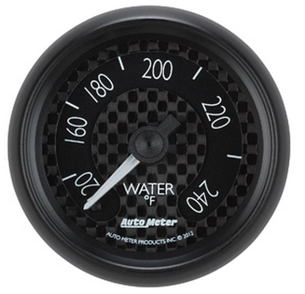 AUTOMETER 2-1/16", Black carbon Fiber Dial, Full Sweep Mechanical, 120-240°F GT Series Water Temperature Gauge AU8032 Autofit