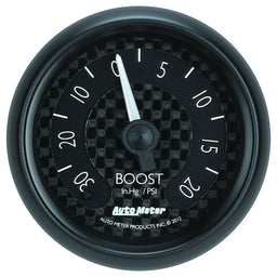 AUTOMETER 2-1/16", Black Carbon Fiber Dial, Full Sweep Mechanical, 30 in hg / 2 GT Series Boost Gauge AU8001 Autofit