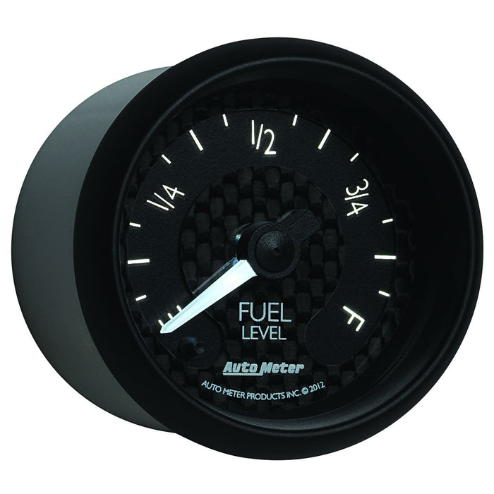 AUTOMETER 2-1/16", Black Carbon Fiber Dial, Short Sweep Electric, 0E-280F ohm GT Series Fuel Level Gauge AU8010 Autofit