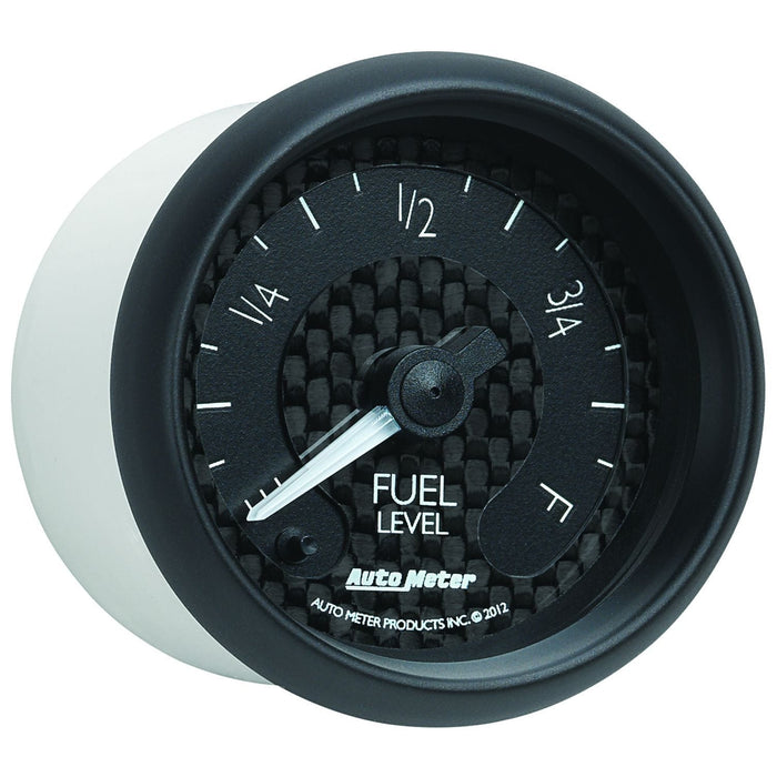 AUTOMETER 2-1/16", Black Carbon Fiber Dial, Short Sweep Electric, 0E-280F ohm GT Series Fuel Level Gauge AU8010 Autofit