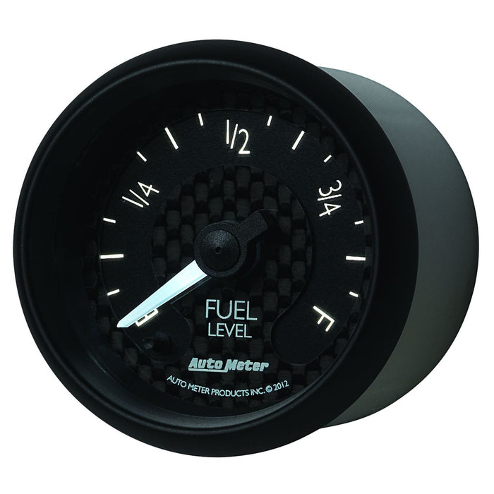 AUTOMETER 2-1/16", Black Carbon Fiber Dial, Short Sweep Electric, 0E-280F ohm GT Series Fuel Level Gauge AU8010 Autofit